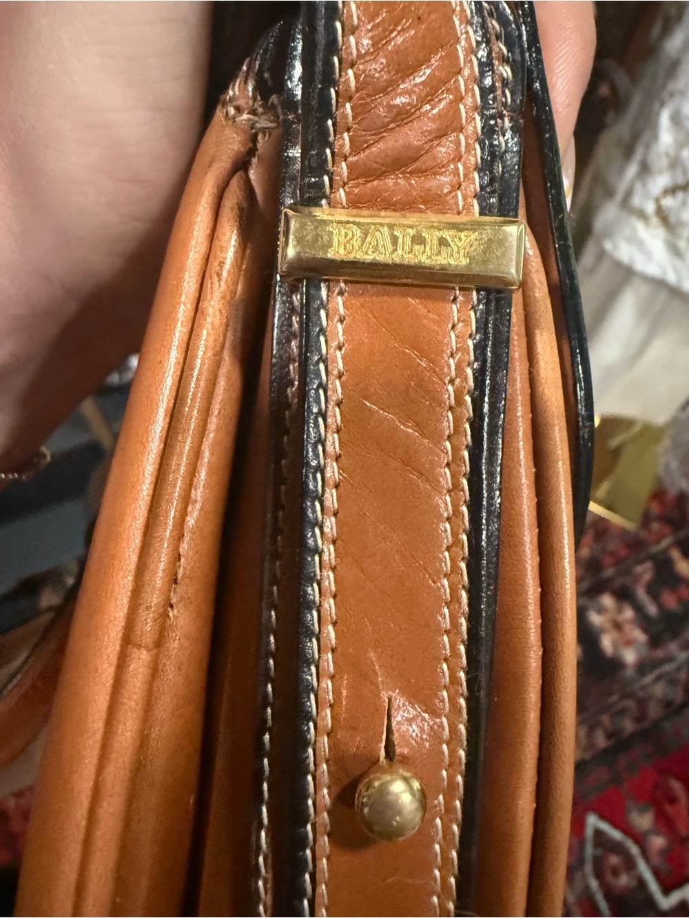 Vintage Bally Switzerland Brown Leather Horsebit Saddle Crossbody Bag - Picture 9 of 16